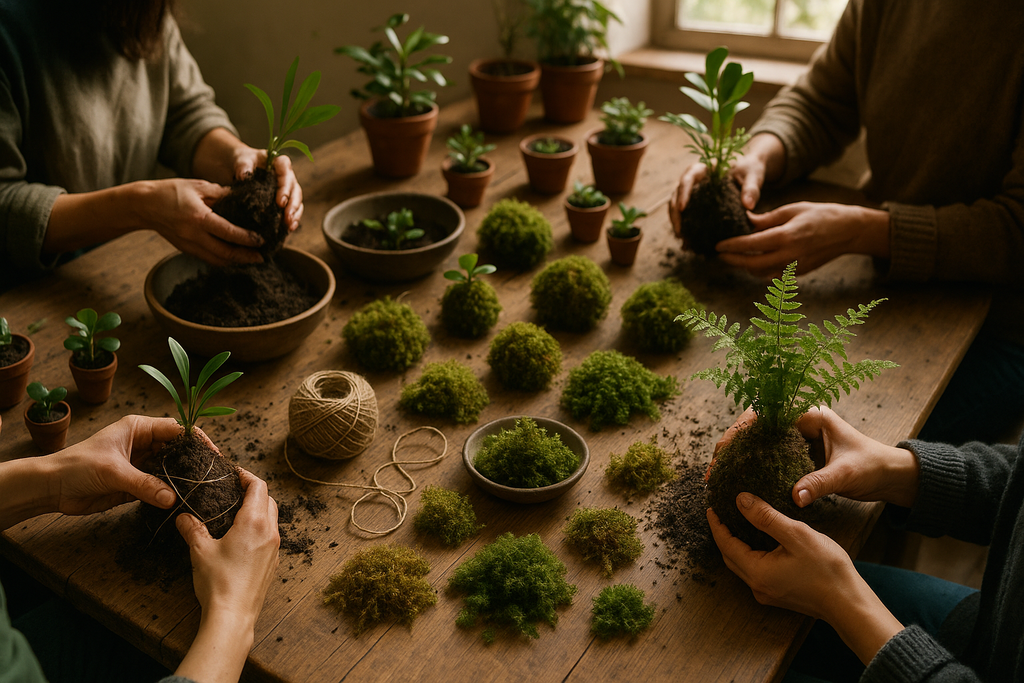 Group making Kokedama